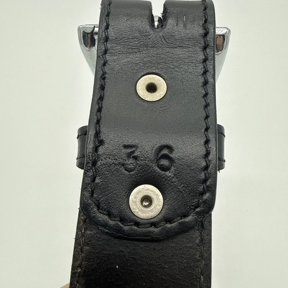 Cindilo Concha Belt Tooled Handcrafted Black Leather Western Tapered Size 36